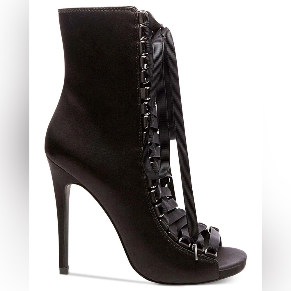 Steve Madden Fuego Lace Up Peep Toe High Heel Booties